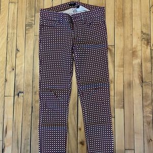 J. Crew Printed Maroon Pants, Size 25